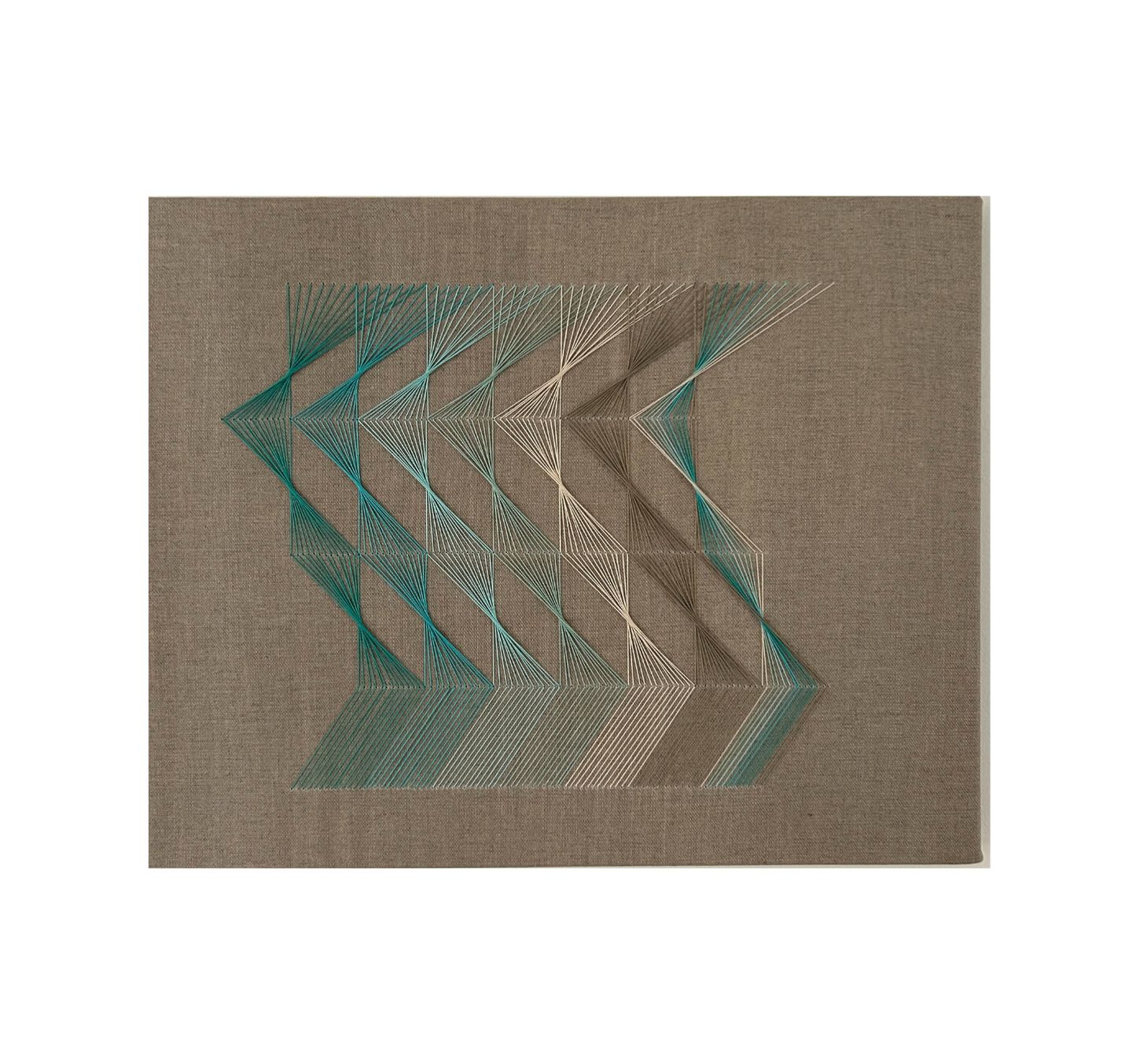 Serie geometría. Líneas, planos y tramas. Turquesa en lino